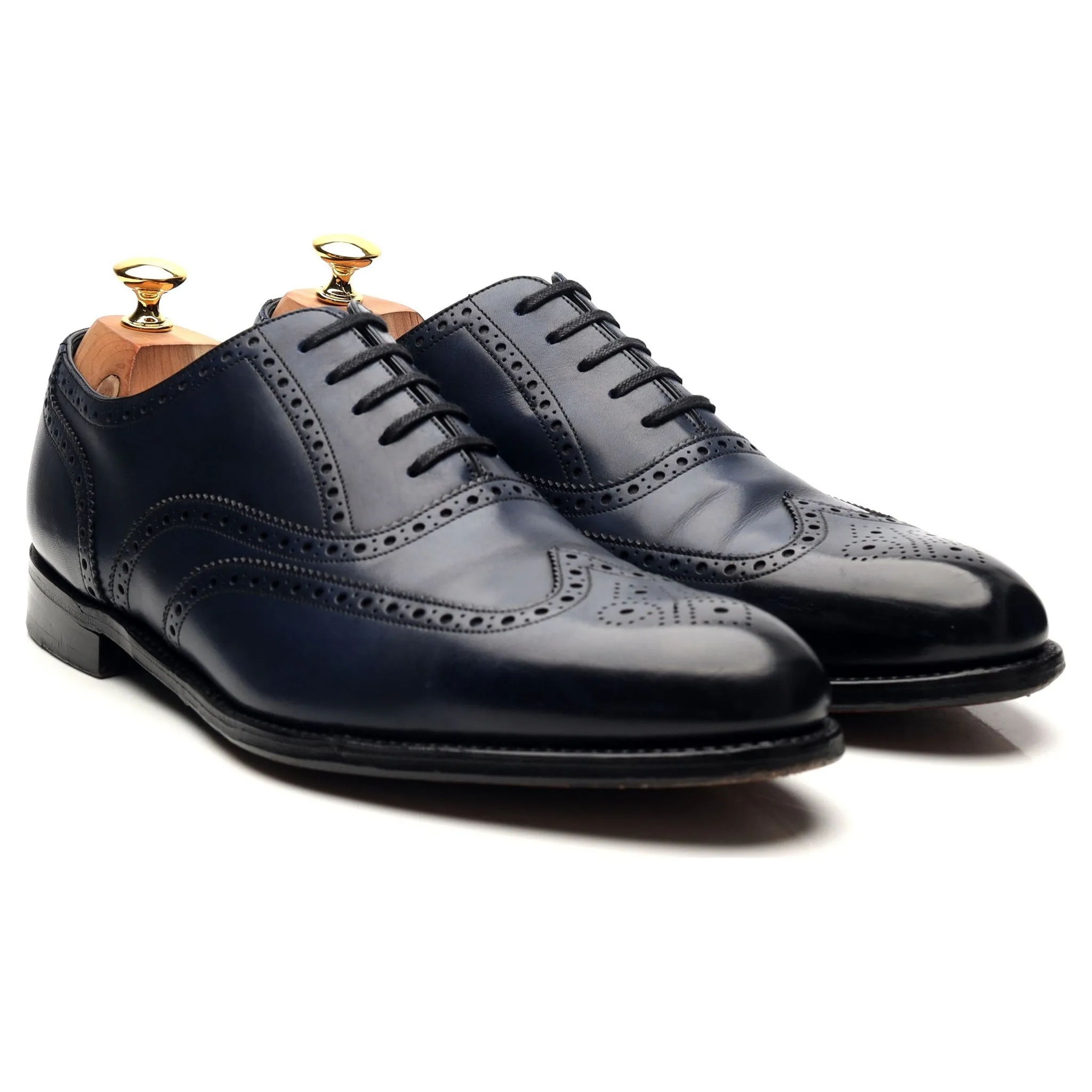 1880 'Torrington' Navy Blue Leather Oxford Brogues UK 10 F