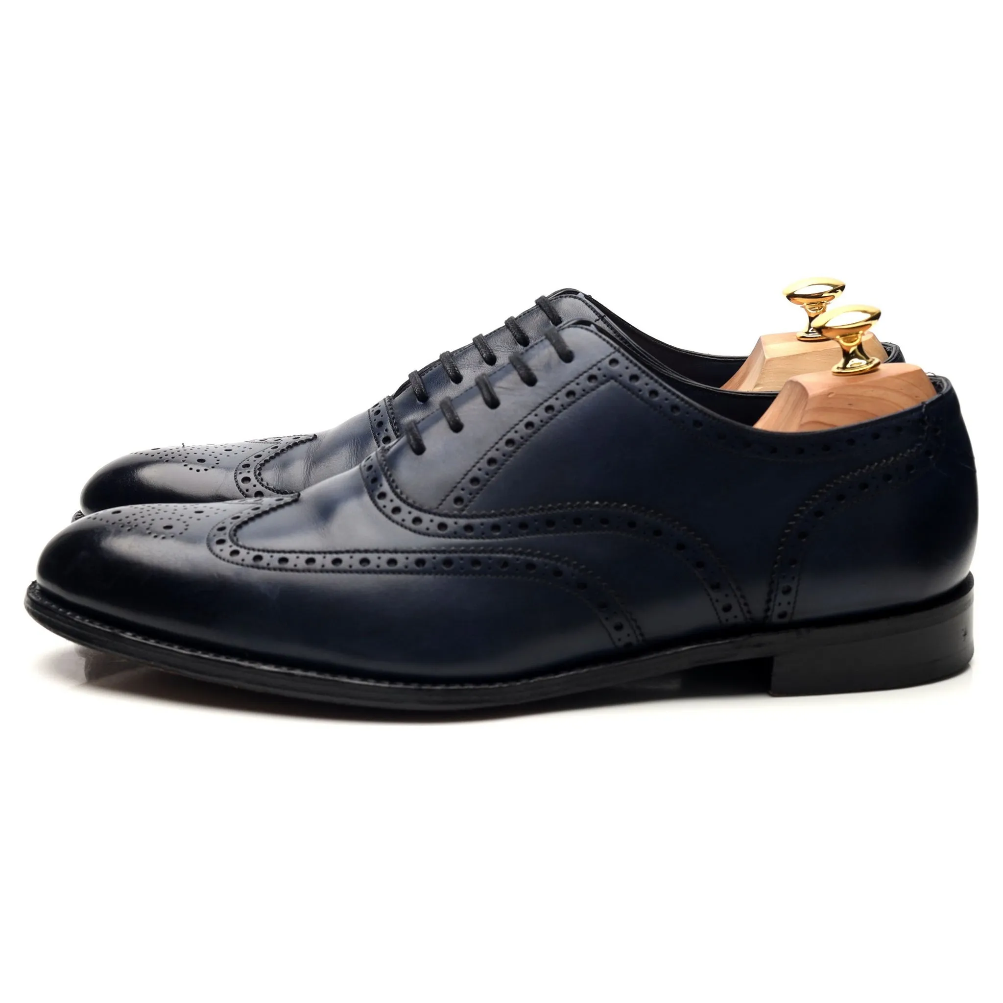 1880 'Torrington' Navy Blue Leather Oxford Brogues UK 10 F