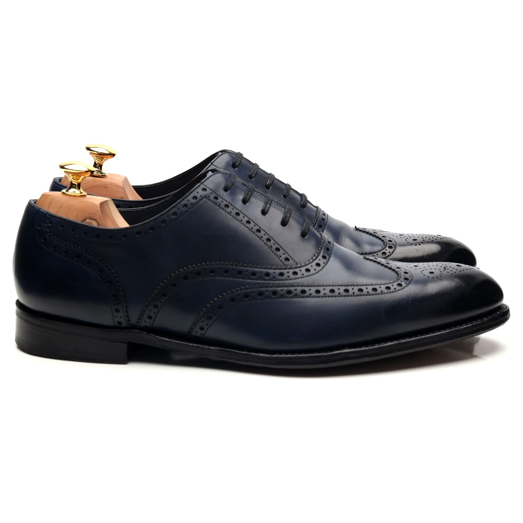 1880 'Torrington' Navy Blue Leather Oxford Brogues UK 10 F