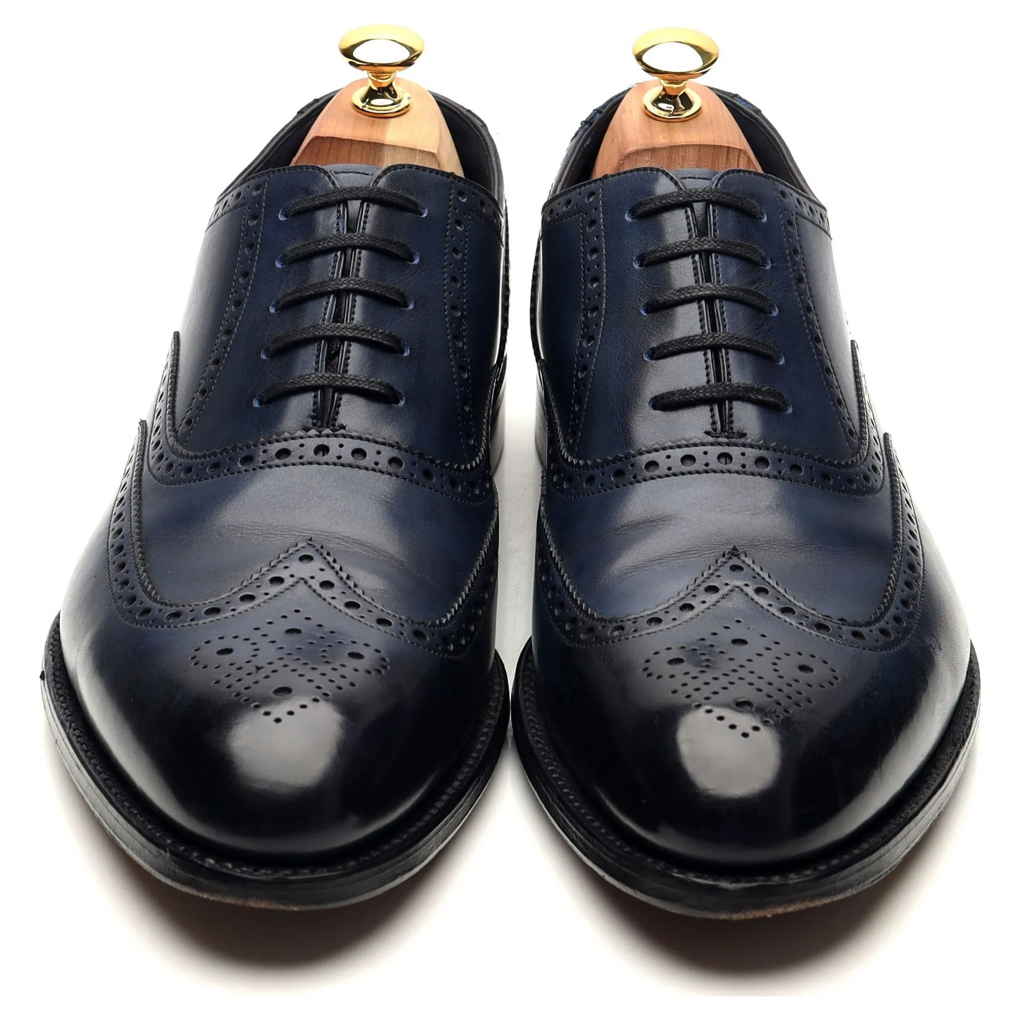 1880 'Torrington' Navy Blue Leather Oxford Brogues UK 10 F