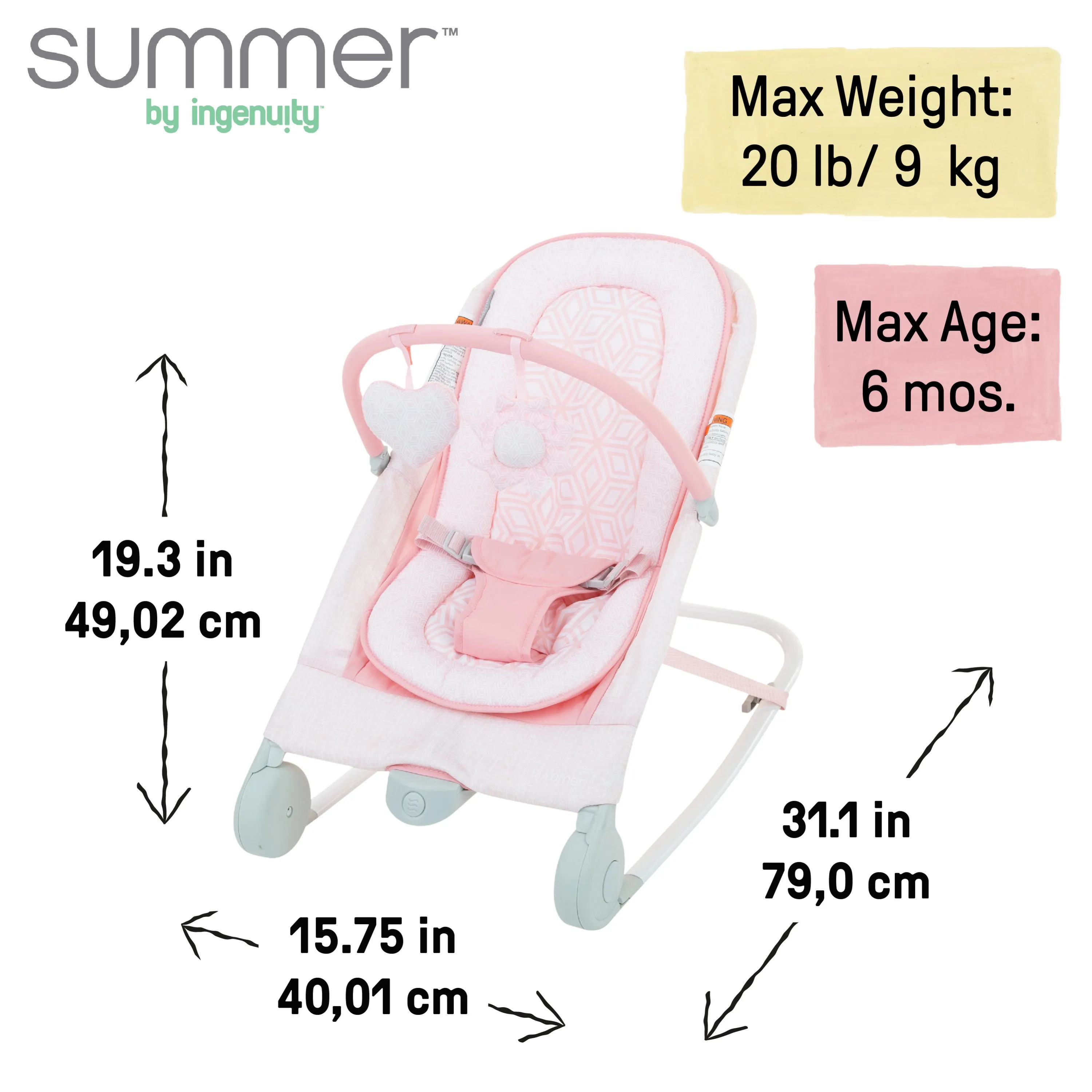 2-in-1 Bouncer & Rocker Duo - Pink