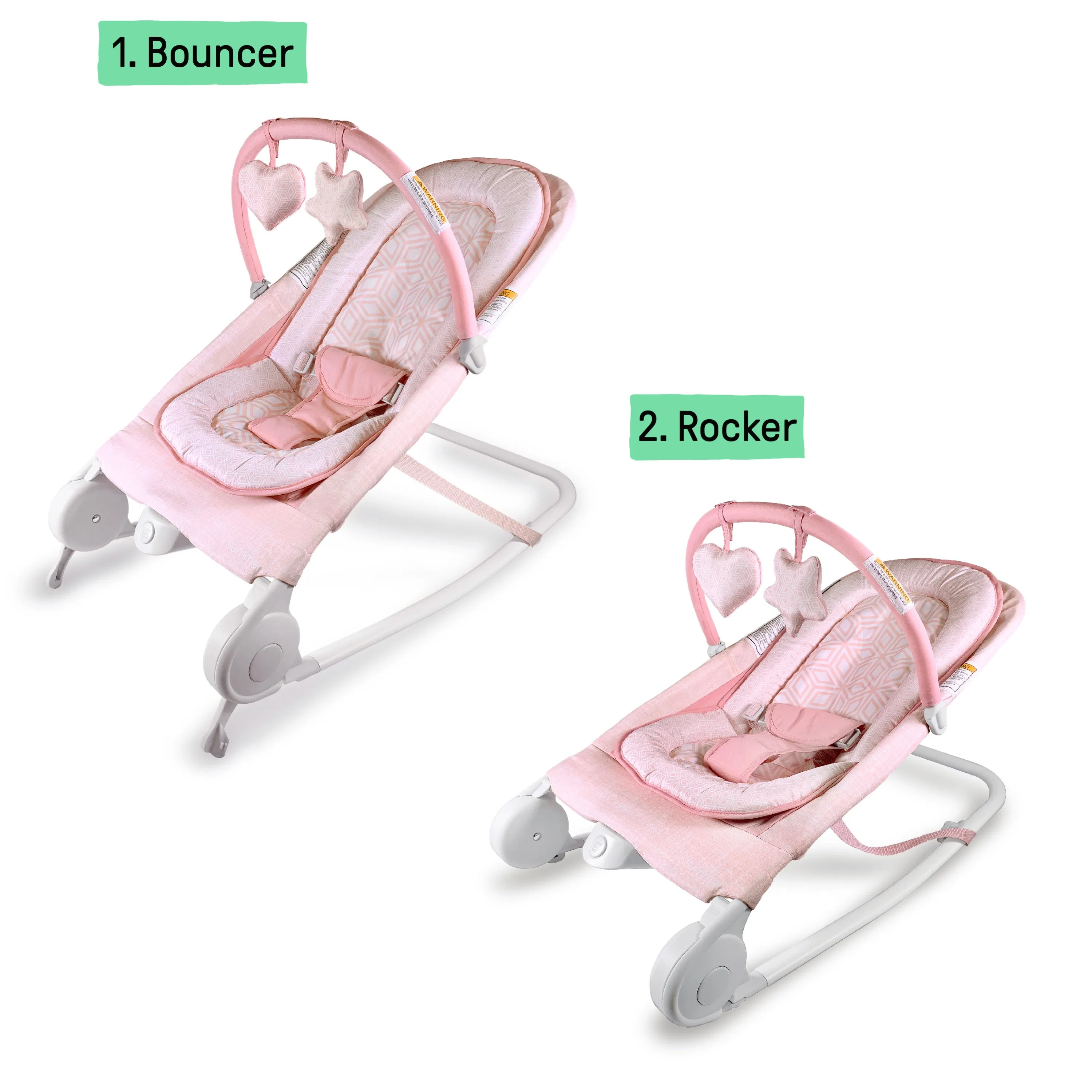 2-in-1 Bouncer & Rocker Duo - Pink