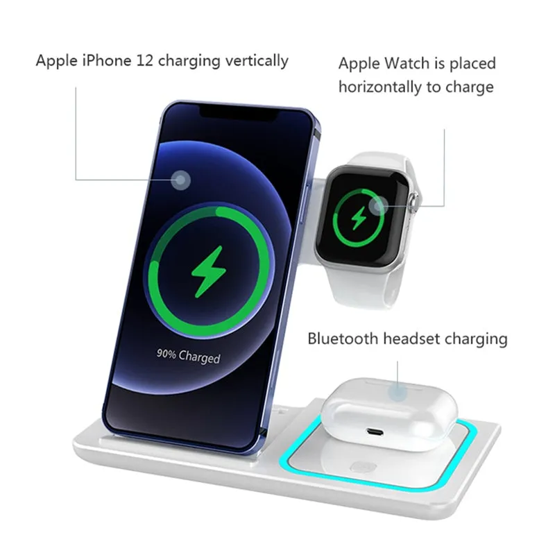 3-in-1 Wireless 15W Fast Foldable Charger for IPhone Airpods Iwatch