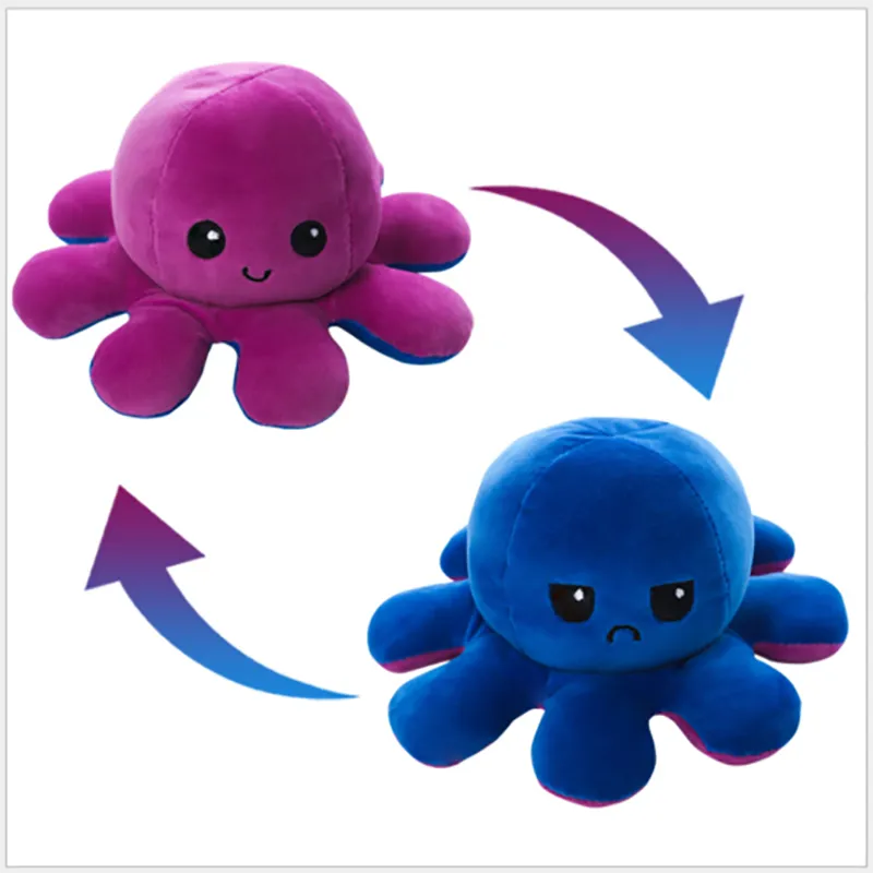 3Pcs Double-Sided Flip Reversible Octopus Plush Toy Set