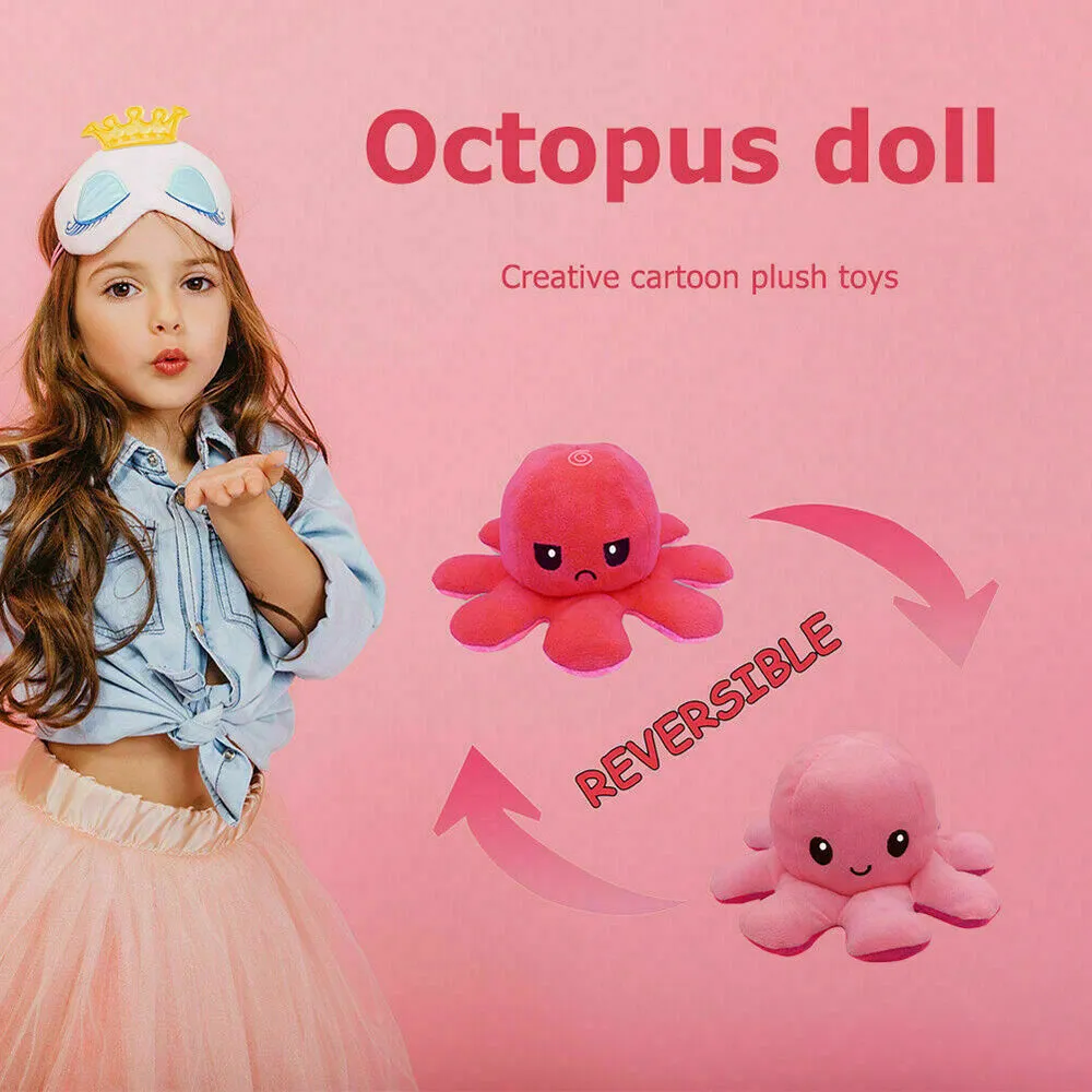 3Pcs Double-Sided Flip Reversible Octopus Plush Toy Set