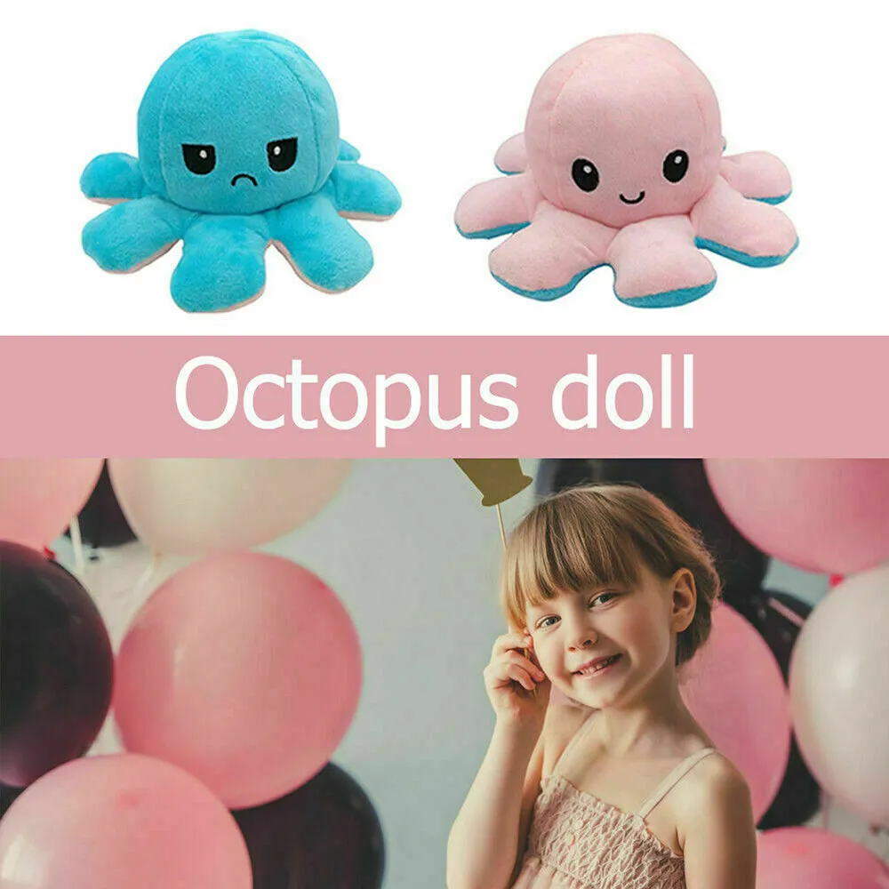 3Pcs Double-Sided Flip Reversible Octopus Plush Toy Set