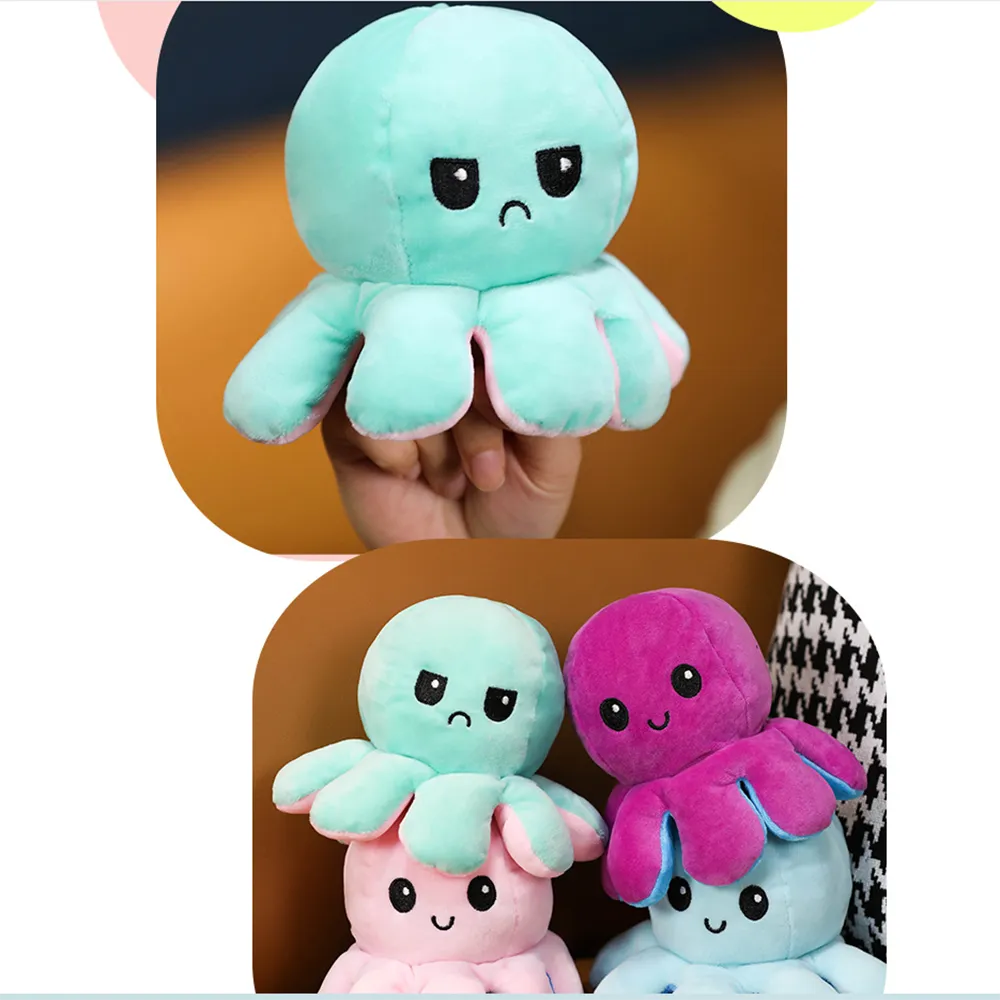 3Pcs Double-Sided Flip Reversible Octopus Plush Toy Set