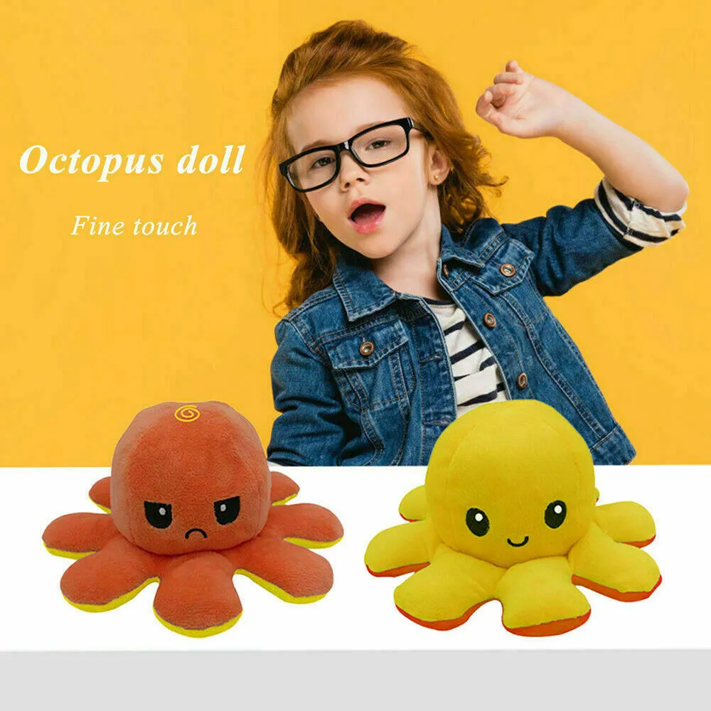 3Pcs Double-Sided Flip Reversible Octopus Plush Toy Set