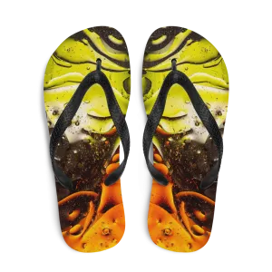 Abstract 02 Orange Lime Flip-Flops