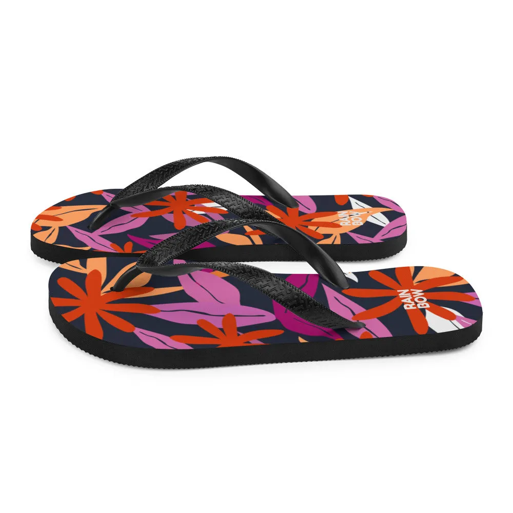 Abstract Floral Pattern Flip-Flops in Lesbian Colours