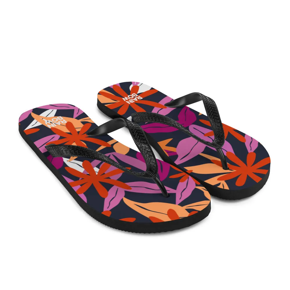 Abstract Floral Pattern Flip-Flops in Lesbian Colours