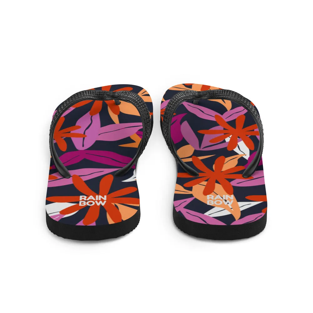 Abstract Floral Pattern Flip-Flops in Lesbian Colours