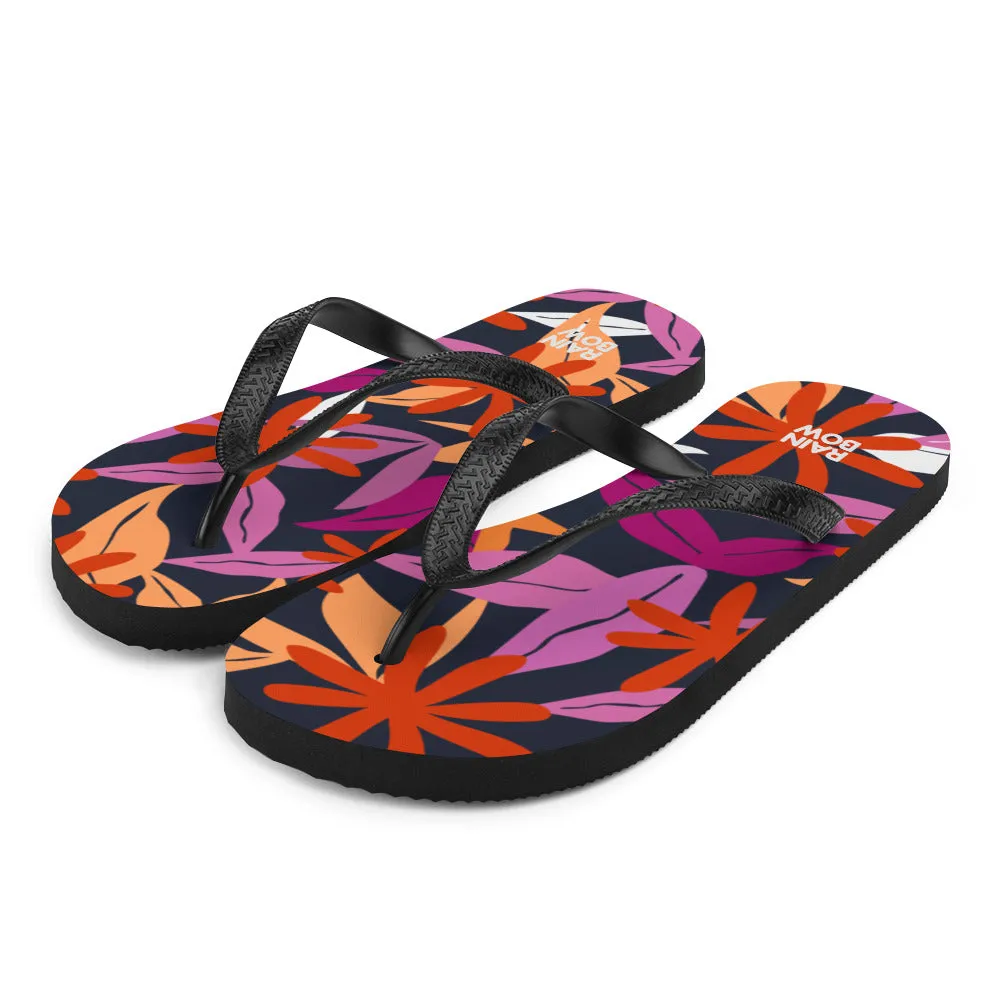 Abstract Floral Pattern Flip-Flops in Lesbian Colours