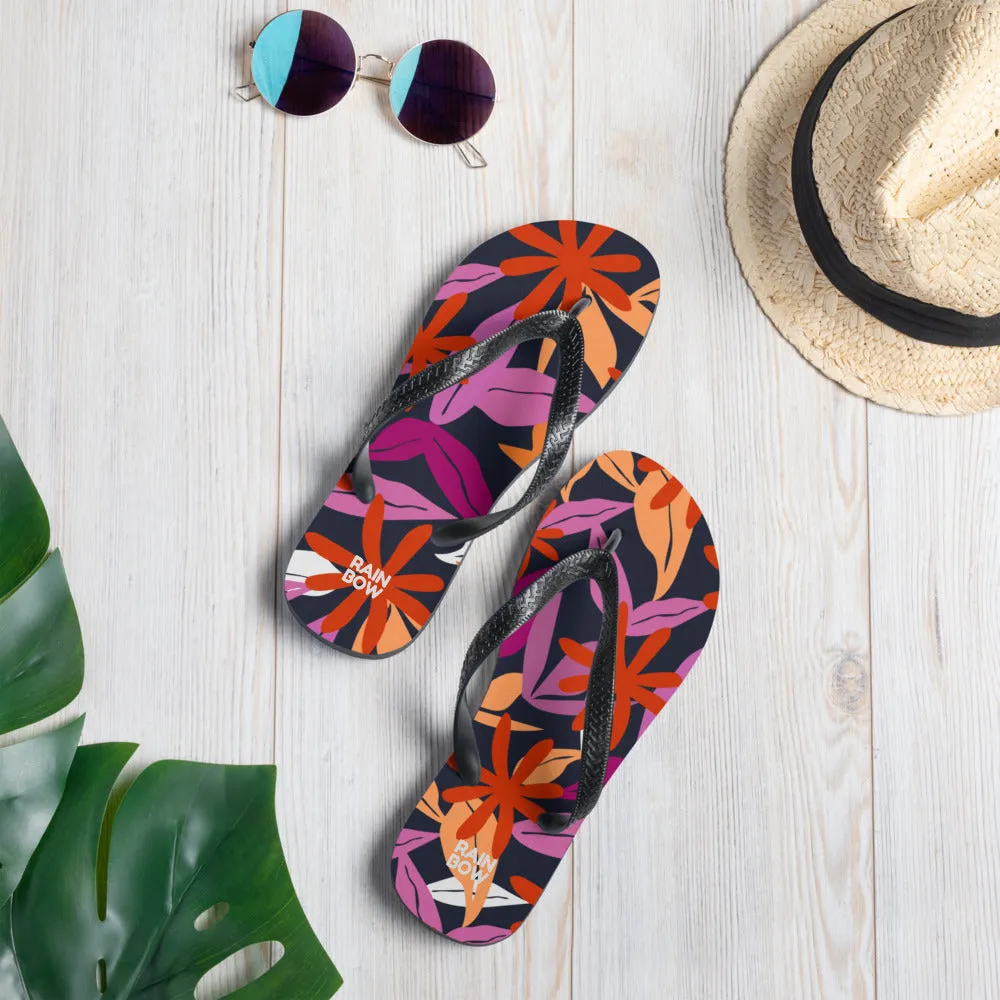 Abstract Floral Pattern Flip-Flops in Lesbian Colours