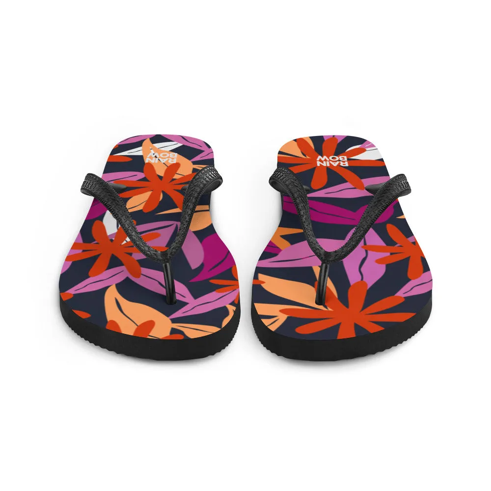 Abstract Floral Pattern Flip-Flops in Lesbian Colours