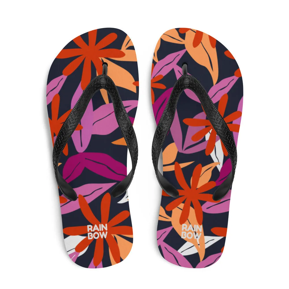 Abstract Floral Pattern Flip-Flops in Lesbian Colours