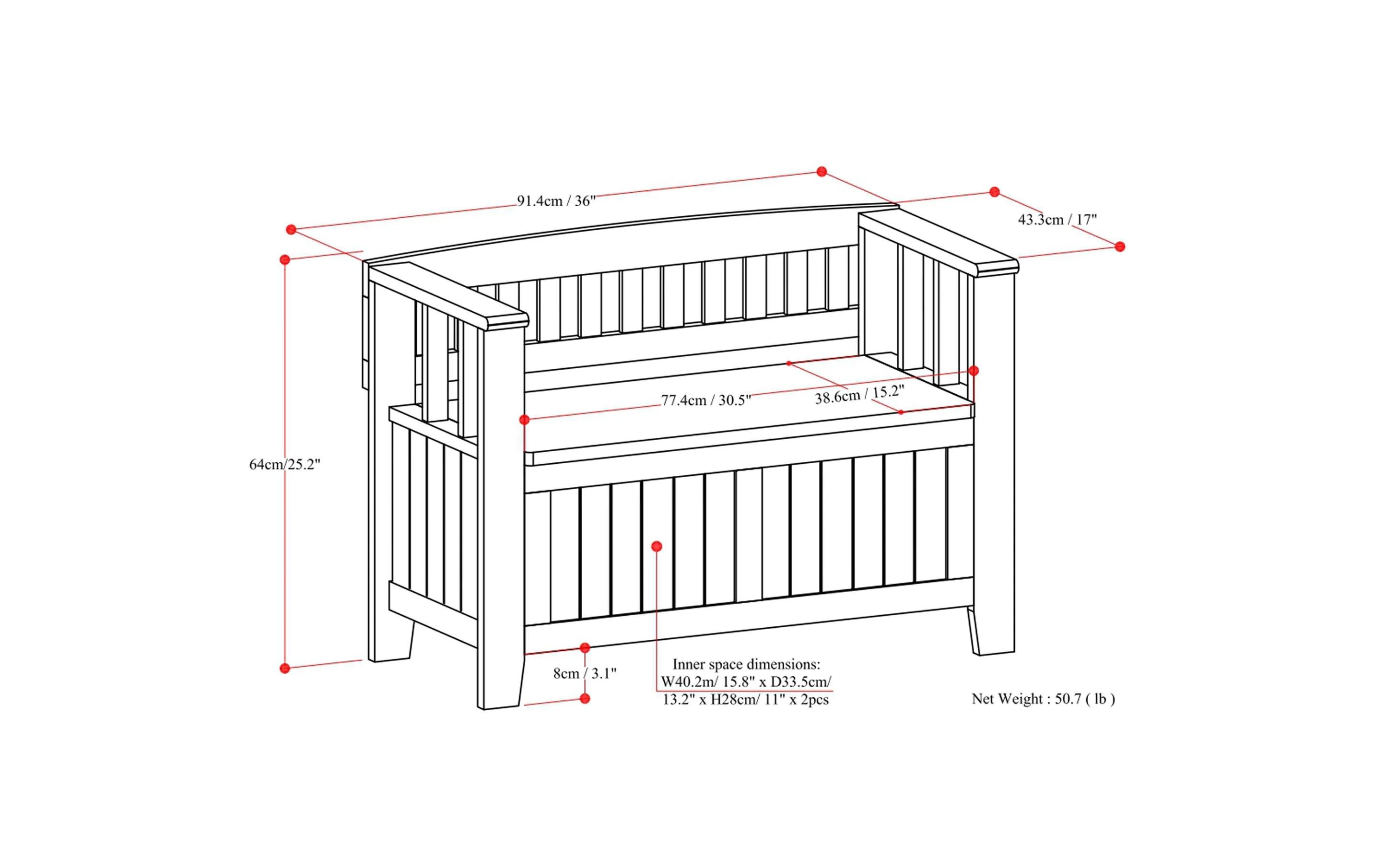 Acadian Small Entryway Storage Bench