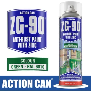 ACTION CAN ZG-90 GREEN 500ML ANTI RUST SPRAY COLD ZINC GALVANISING RAPID DRY CAN32814