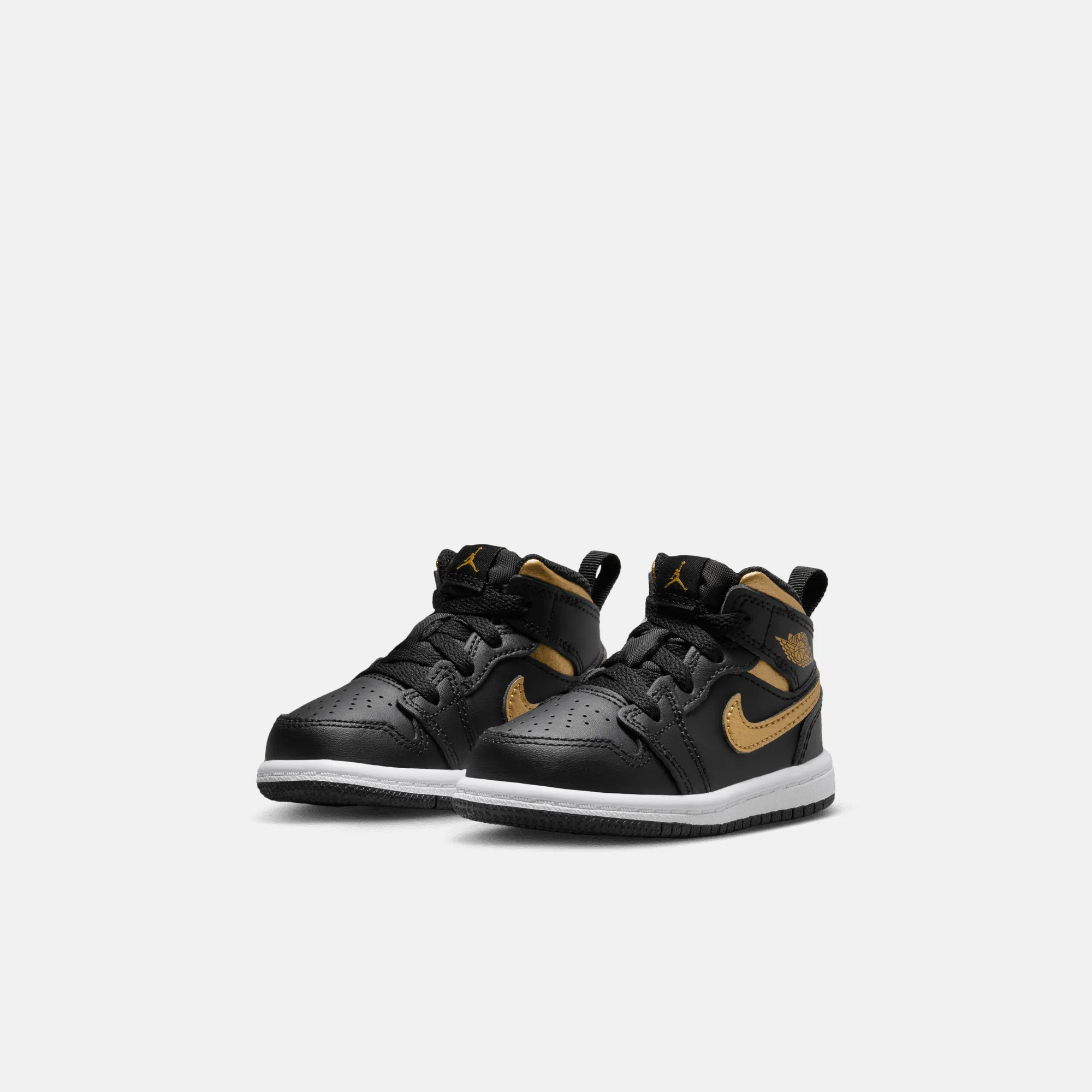 Air Jordan Kids' 1 Mid Black Metallic Gold (TD)