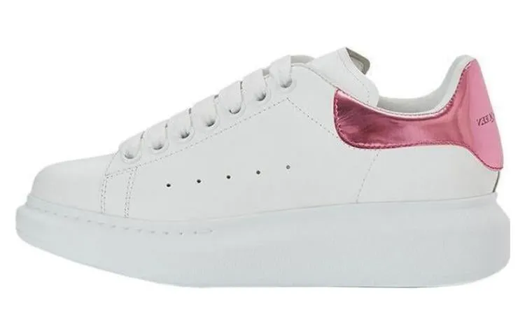 Alexander McQueen Metallic-Detailed Low-Top Sneakers, white/pink