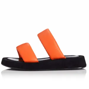 ALIAS MAE Womens Poe Leather Slides Orange Leather