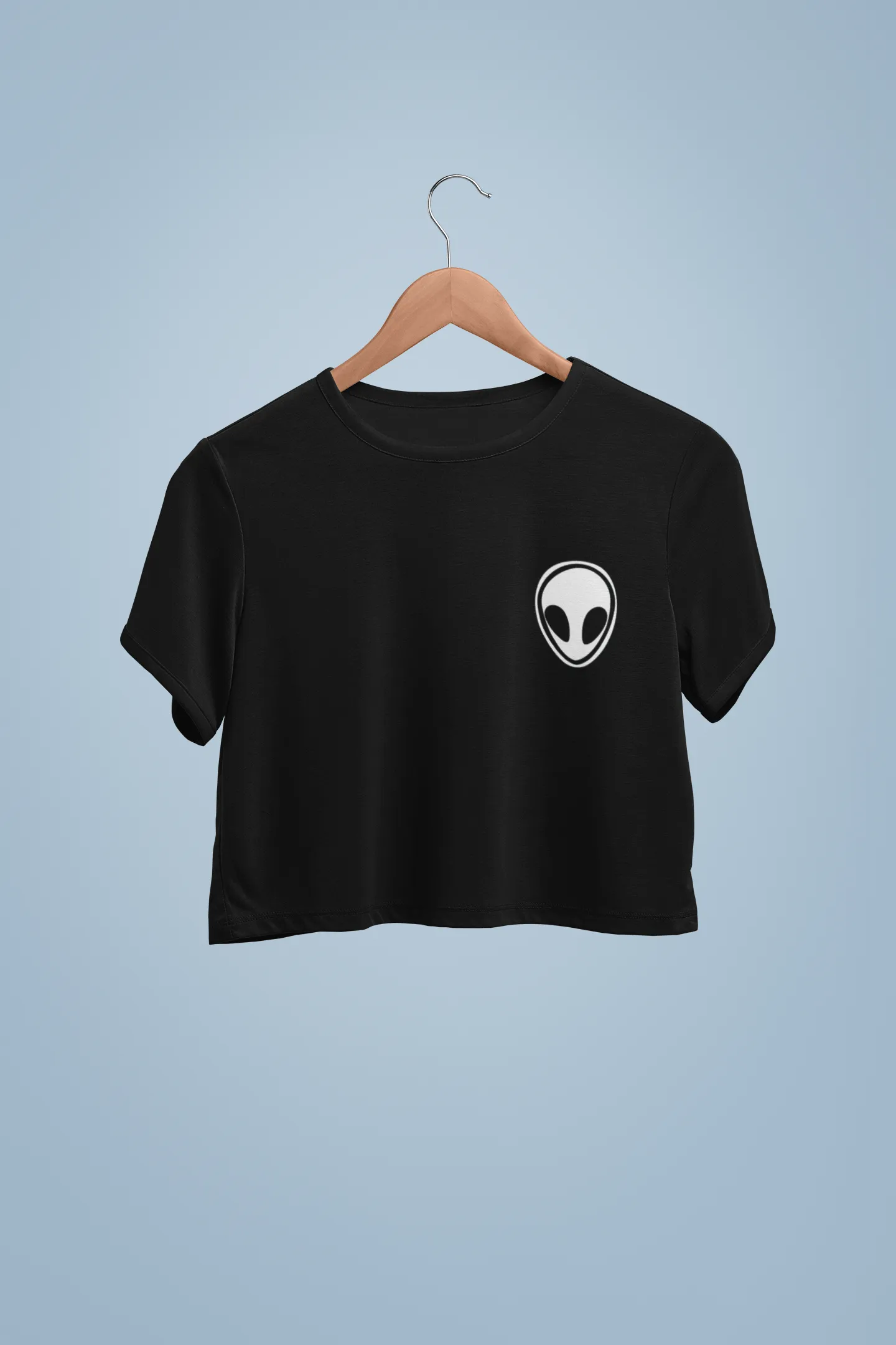 Alien Pocket Design Half-sleeve Crop Top