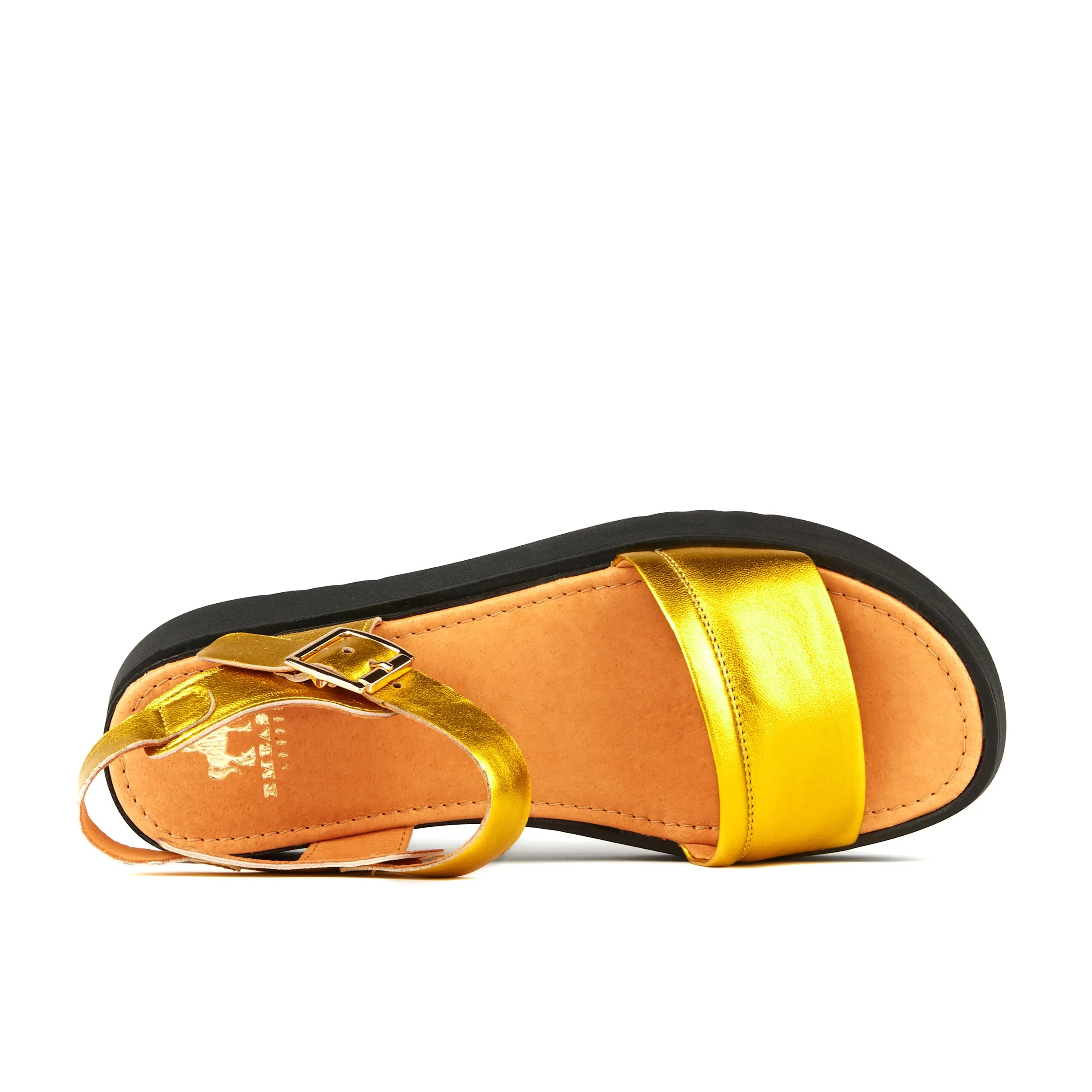 Amalfi - Gold - Women's flatform strappy leather chunky sandal