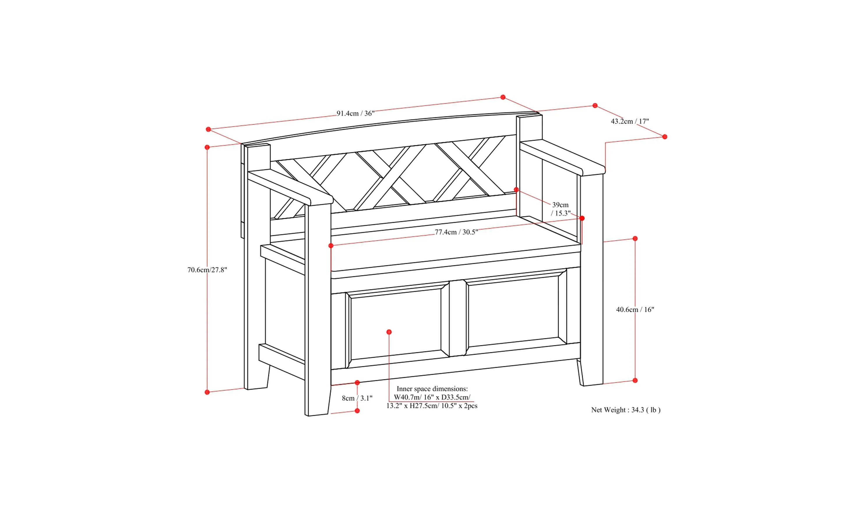 Amherst Small Entryway Storage Bench