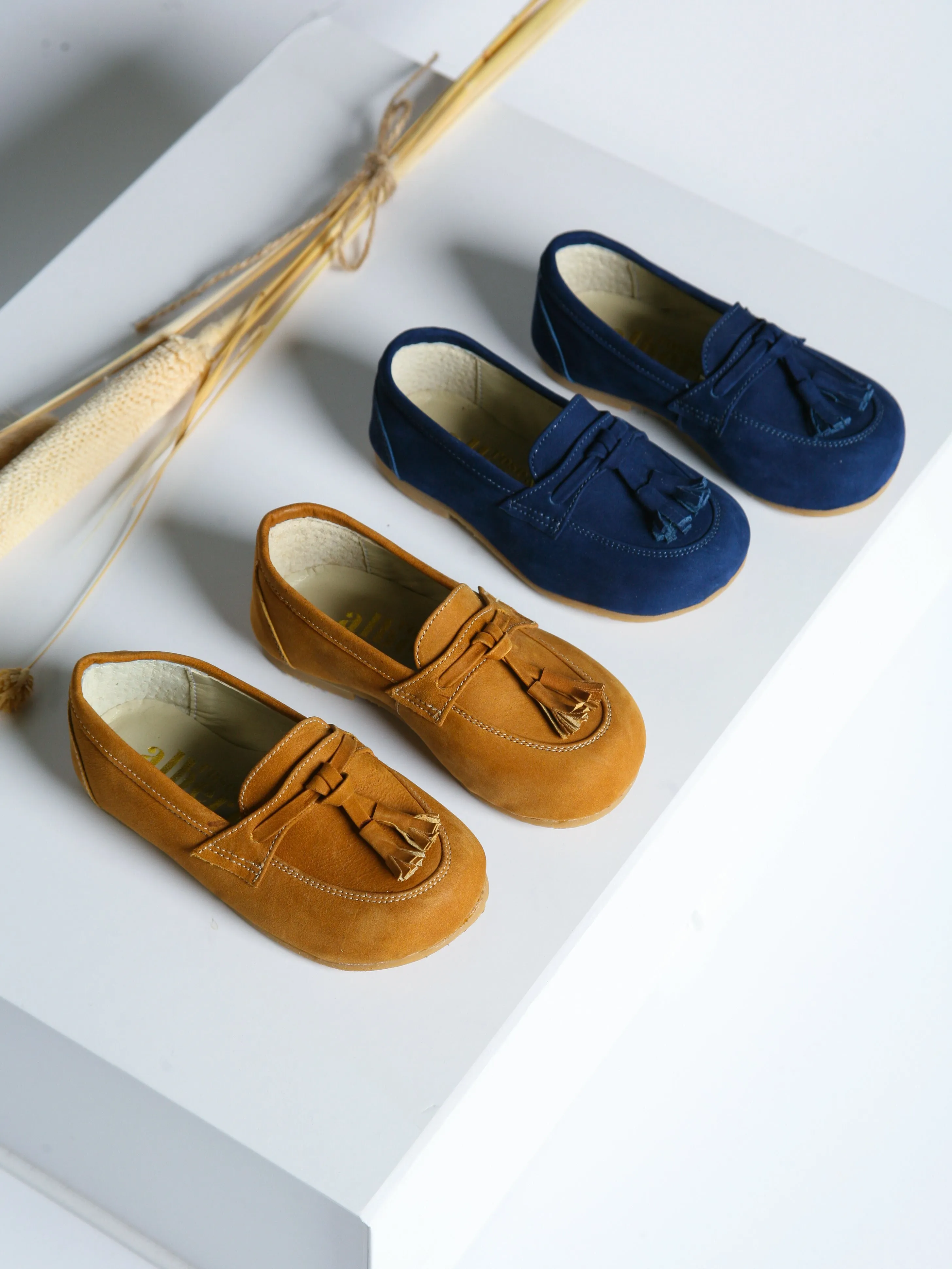 Ananas Petit x Rose & Albert Tan 'Teco' Suede Boat Shoes