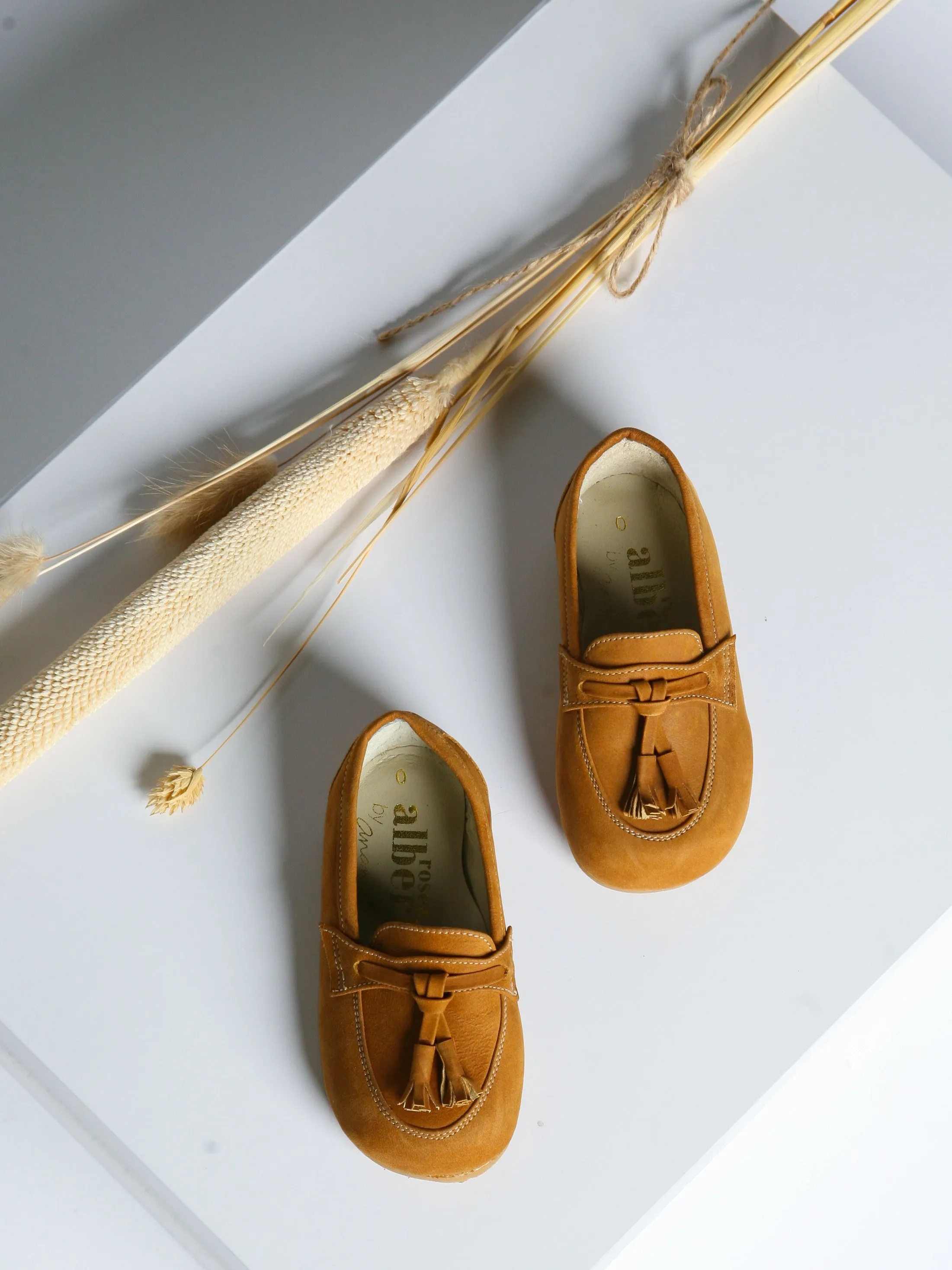 Ananas Petit x Rose & Albert Tan 'Teco' Suede Boat Shoes