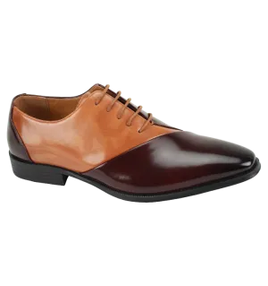 Antonio cerrelli burgundy and tan men's lace up dress shoes two tone