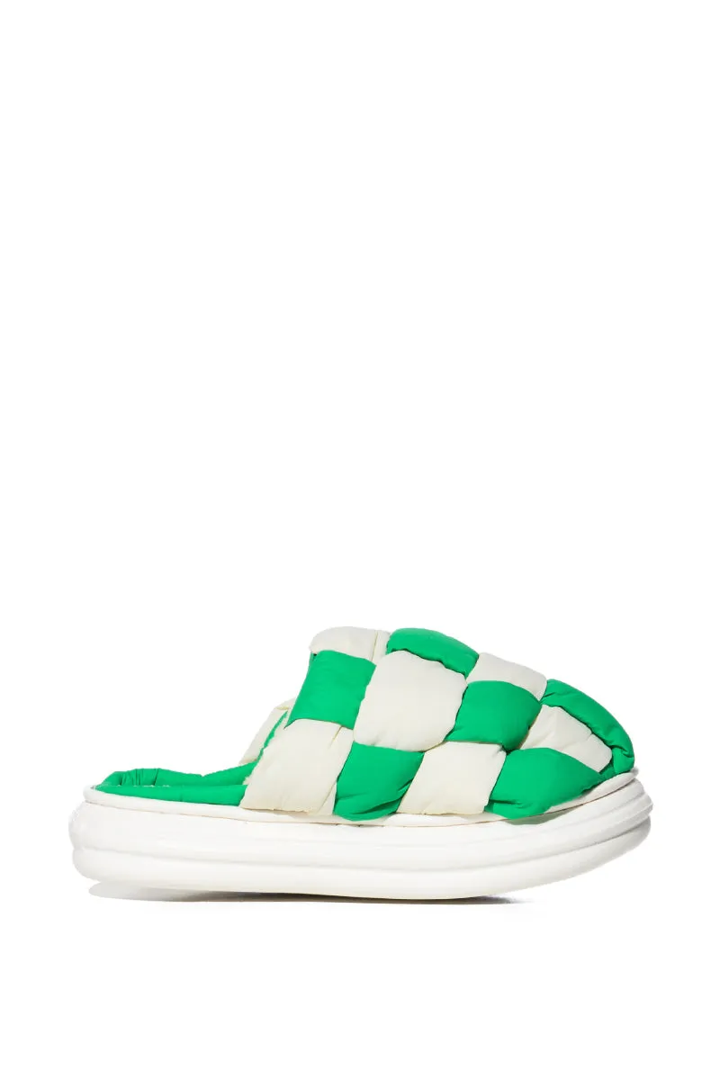 AZALEA WANG BIZZY GREEN CHECKERBOARD FLAT