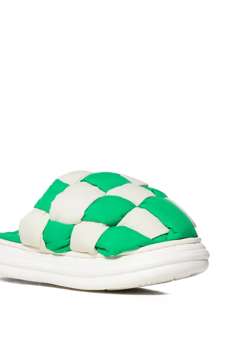 AZALEA WANG BIZZY GREEN CHECKERBOARD FLAT