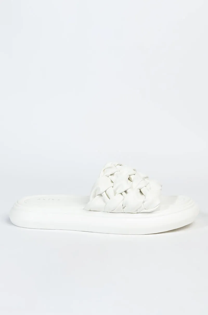 AZALEA WANG LETS LOSE IT ALL FLAT SANDAL IN WHITE