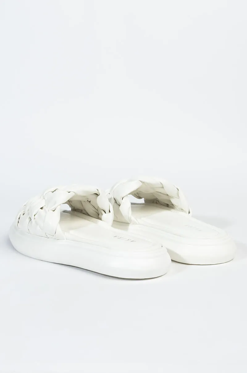 AZALEA WANG LETS LOSE IT ALL FLAT SANDAL IN WHITE