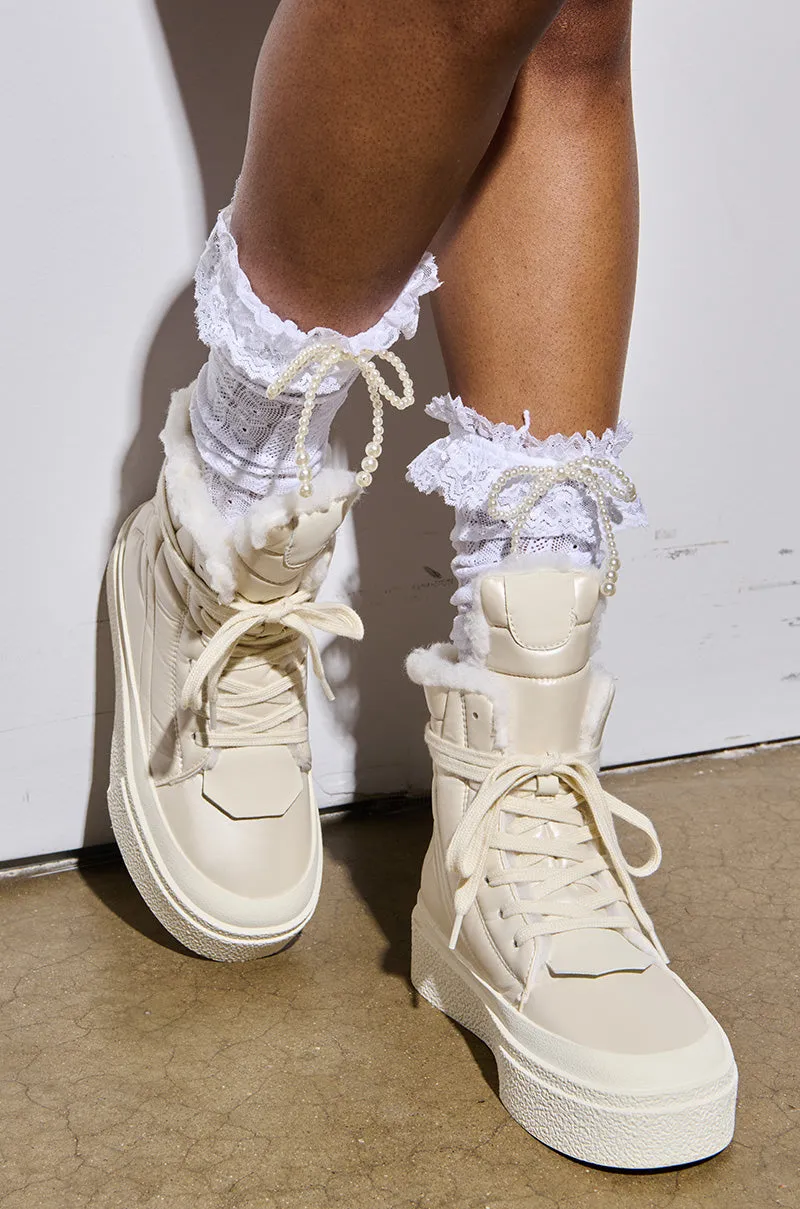 AZALEA WANG MUNZIO CREAM HIGH TOP SNEAKER