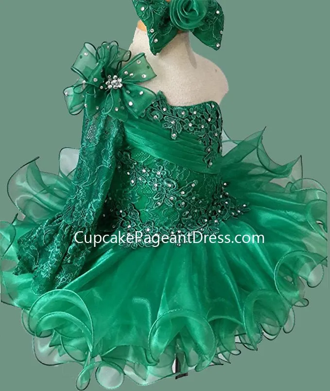 Baby Girl/Baby Miss Lace Glitz Cupcake Pageant Dress With Hair Bow