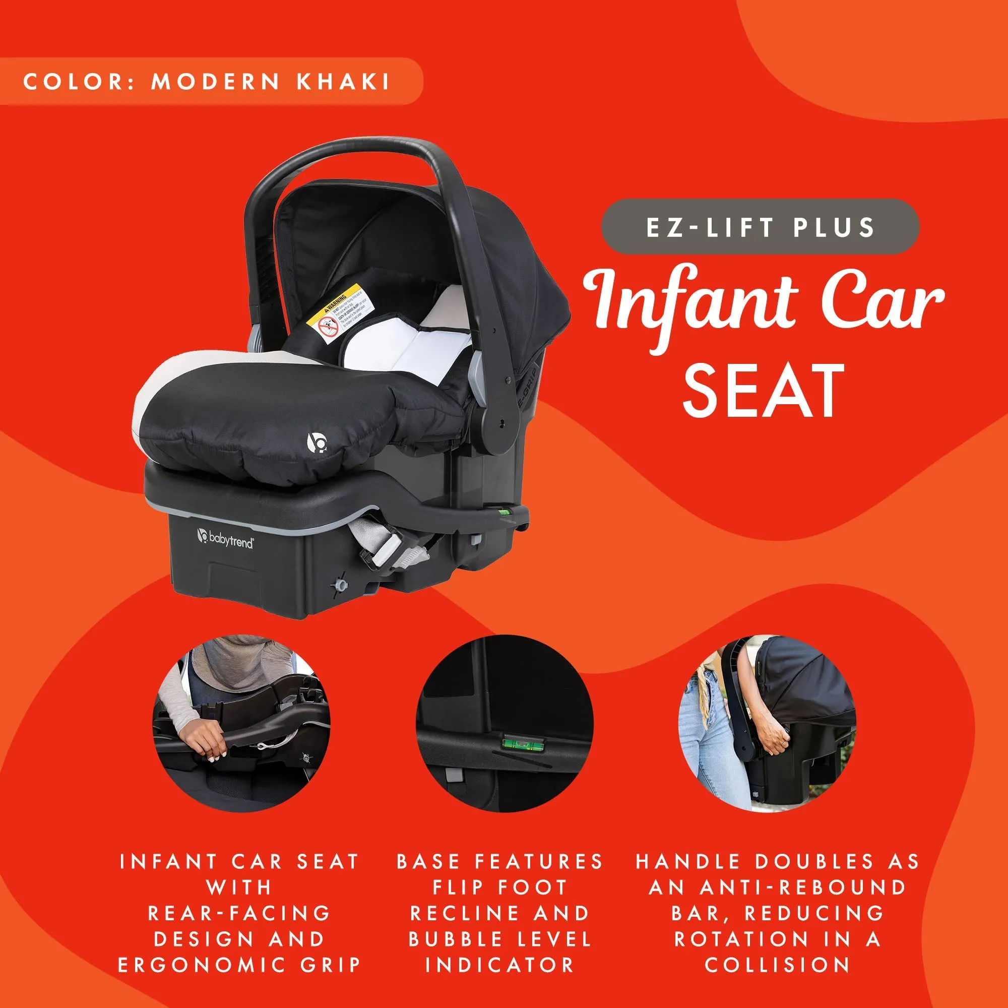 Baby Trend EZ-Lift Plus Lightweight Infant Car Seat w/ Cozy Cover, Modern Khaki