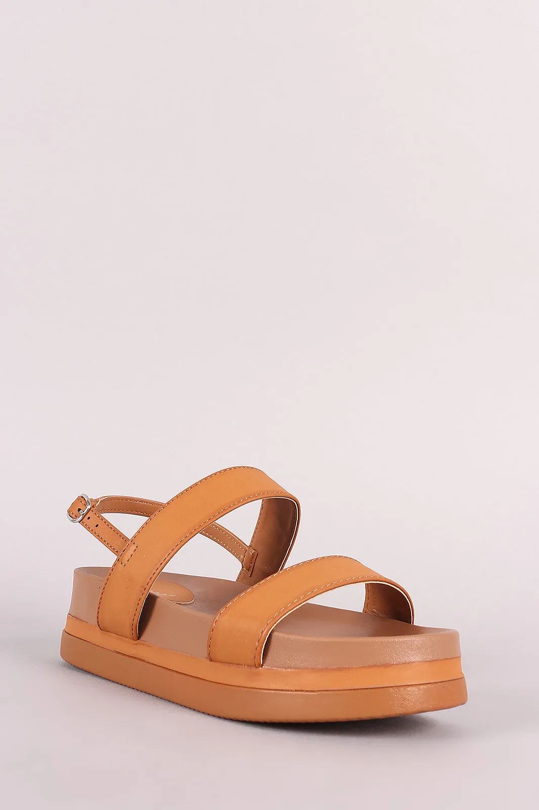 Bamboo Double Band Slingback Flatform Sandal