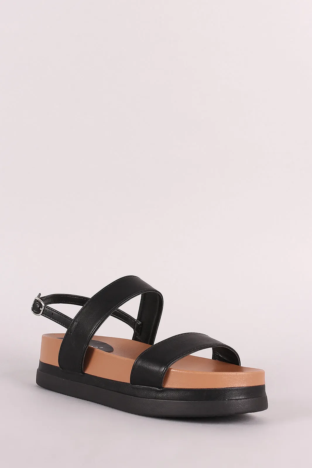 Bamboo Double Band Slingback Flatform Sandal