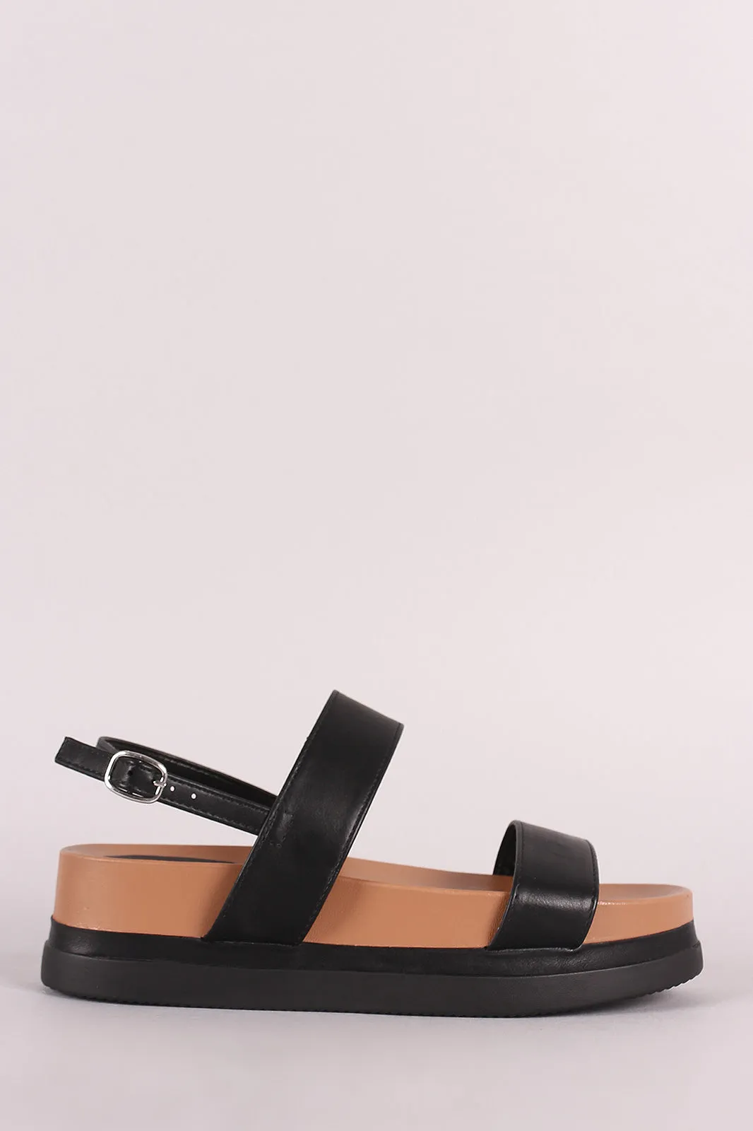 Bamboo Double Band Slingback Flatform Sandal