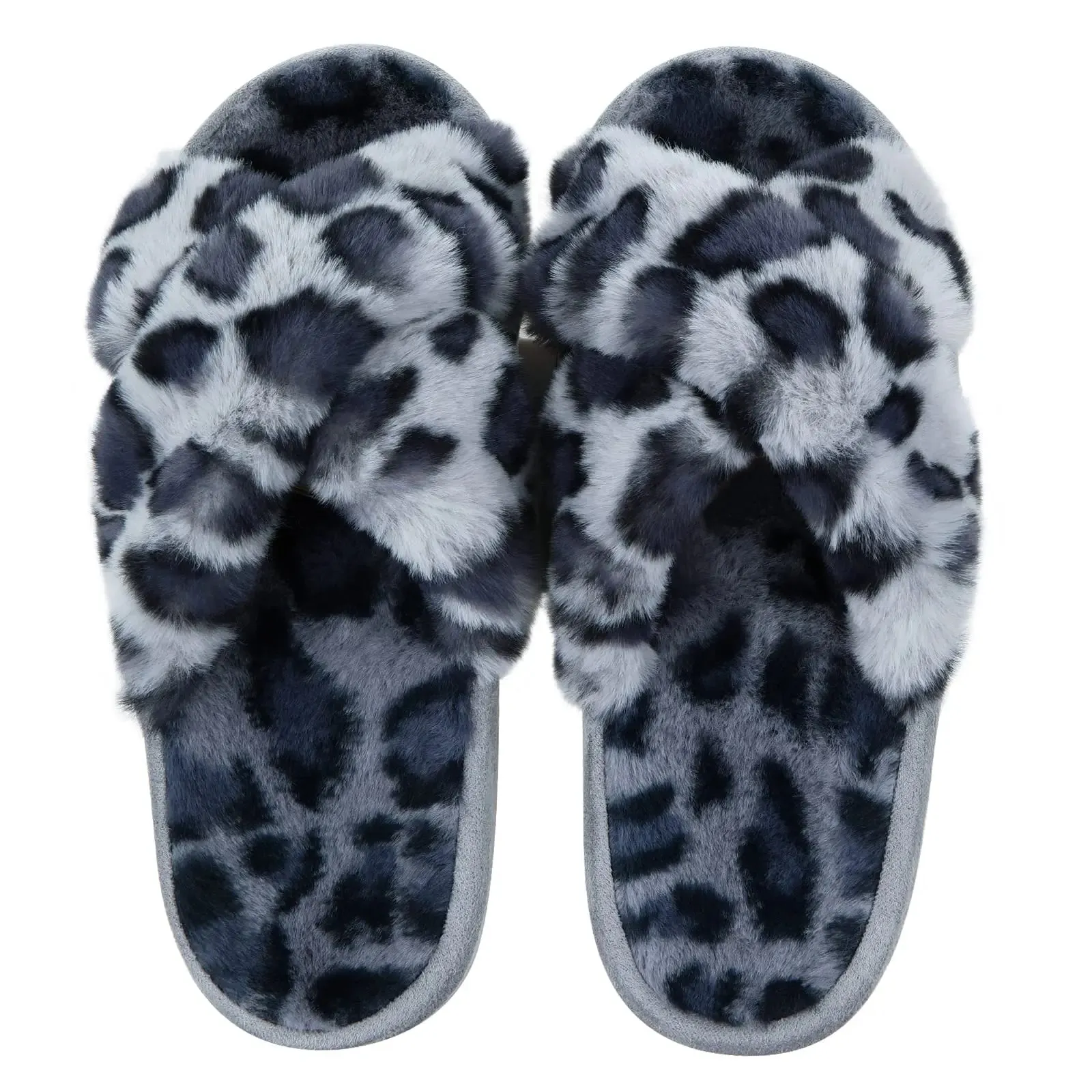 Bebealy Indoor Fluffy Slippers Women Fashion Winter Plush Open Toe Flip flops Women Fuzzy Cozy House Flip flops With Medium Arch