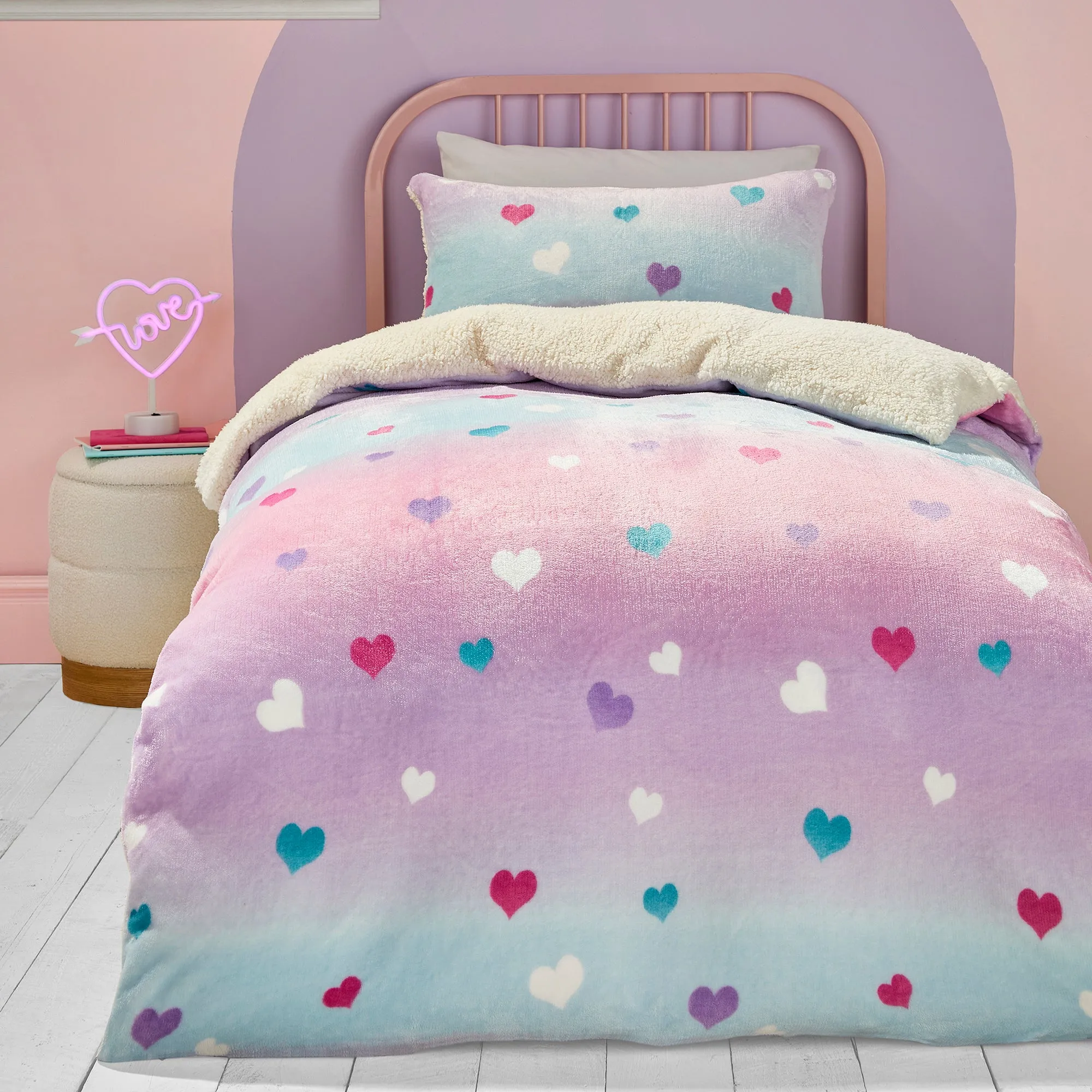 Bedlam Cosy Ombre Heart Duvet Cover Set - Multi