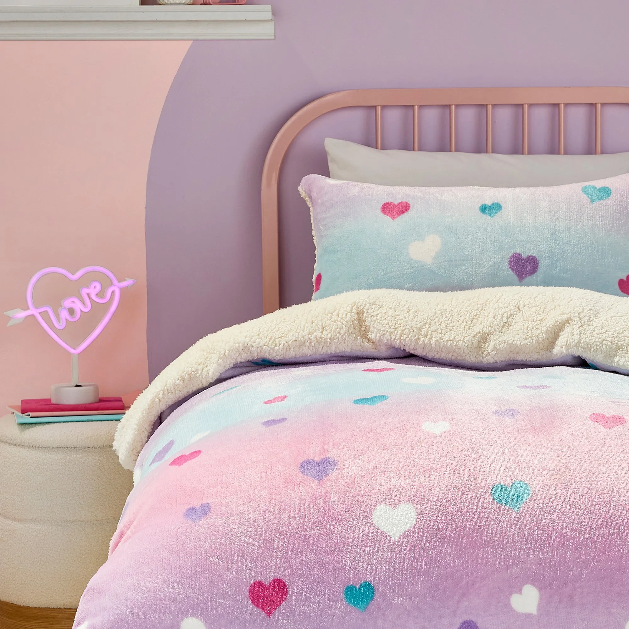 Bedlam Cosy Ombre Heart Duvet Cover Set - Multi