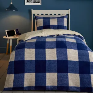 Bedlam Cosy Theo Check Duvet Cover Set - Blue