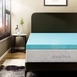 BedsPick 2 Inch Memory Foam Mattress Topper Twin Size Gel Infused Soft Foam Mattress Pad Single Bed Toppers