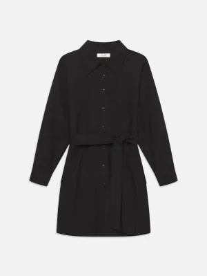 Belted Trench Long Sleeve Dress -- Black