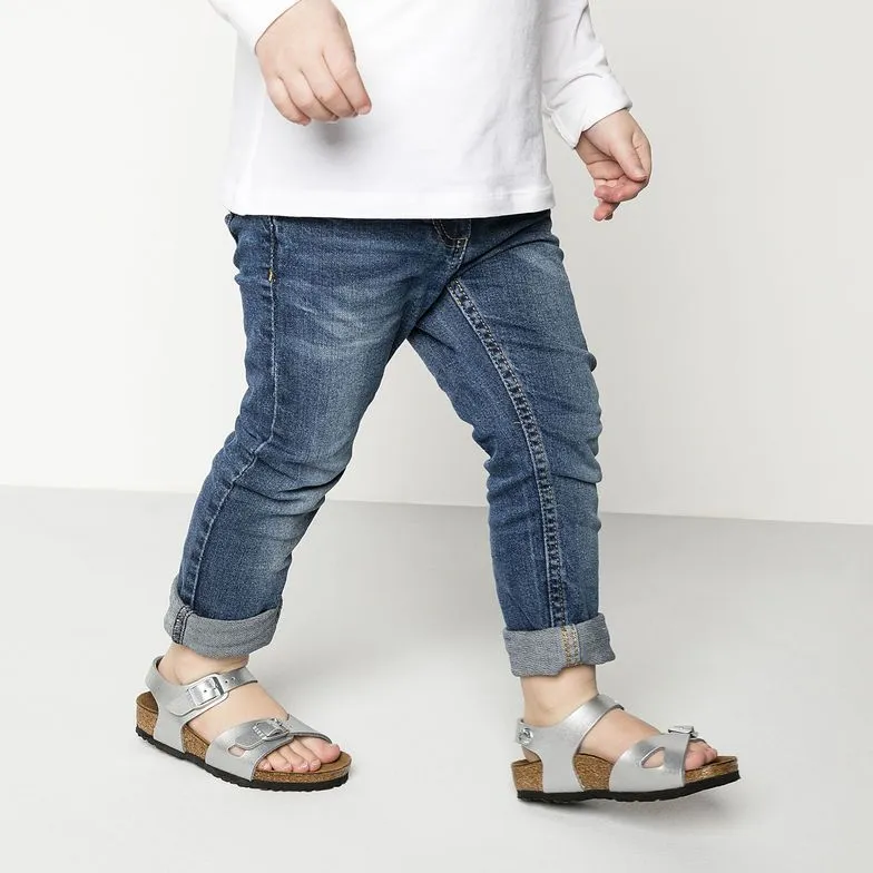 Birkenstock Kids Rio Birko-Flor Silver Sandals