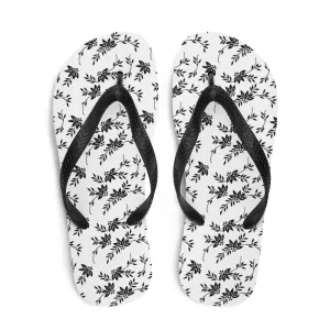 Black and White Floral Flip-Flops