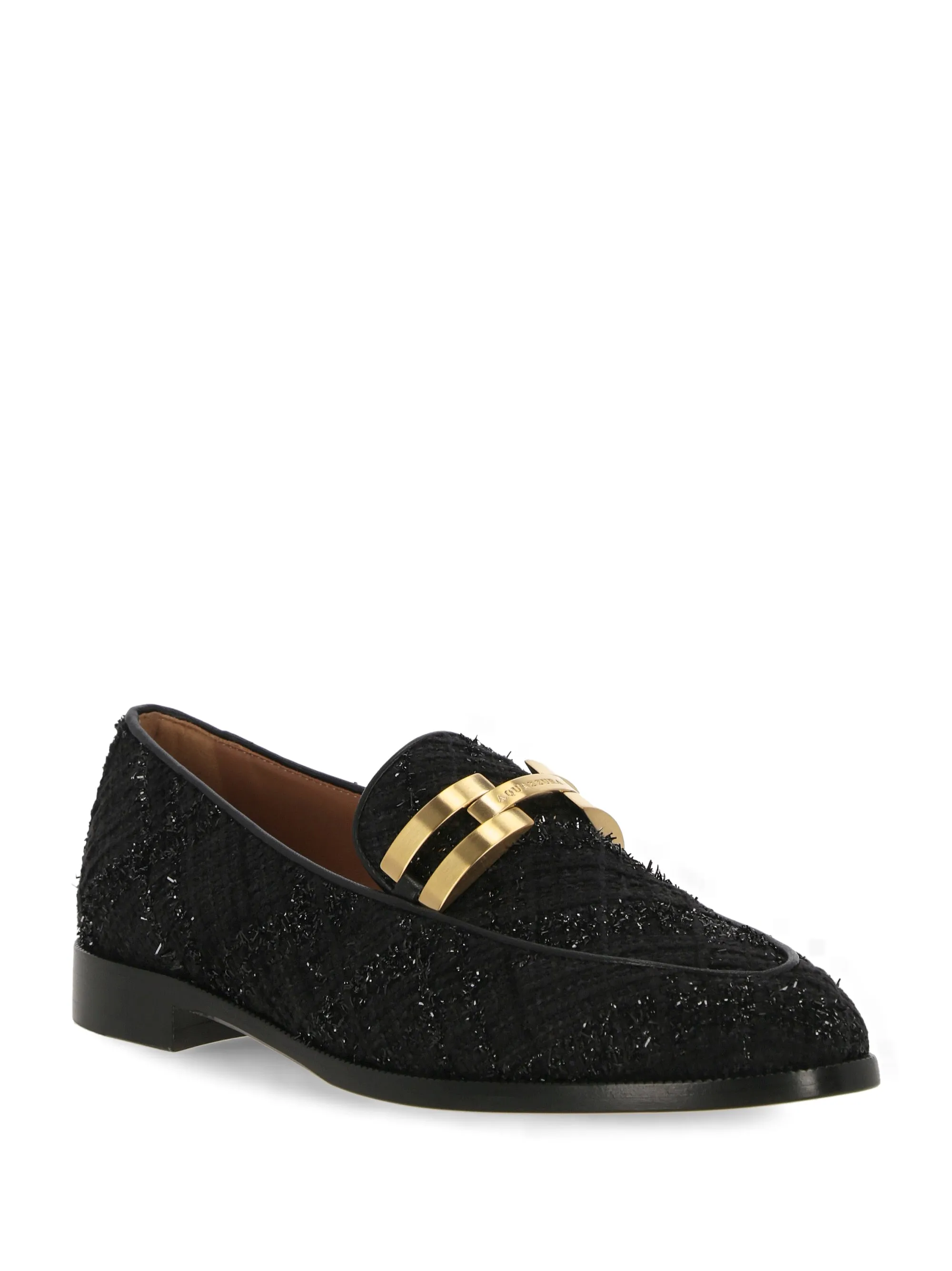 Black Bouclé Slip-On Flat Shoes